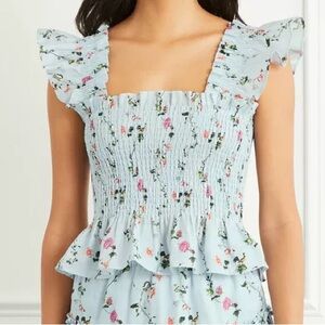 Hill House Home The Paz Top | Pond Floral Linen | M